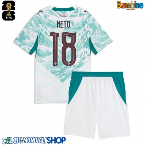 Maglie da calcio Portogallo Pedro Neto #18 Seconda Maglia Bambino Mondiali 2026  Manica Corta + Pantaloni corti)